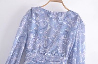 2025 Boho imprimer Mini plissé col en v femmes été robe portefeuille florale élégance Flare tenue décontractée dames robes