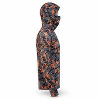 Vêtements de chasse en polyester sublimé personnalisés, camouflage, OEM ODM, veste tactique orange vif avec capuche intégrée et masque