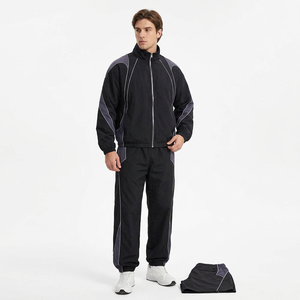 Men Sporty Color Blocking Tracksuit Set Stand Collar Zipper Jacket <b>Shorts</b> <b>Pants</b> 3 Piece Outfit Cotton fleece pullover tracksuits - Product Image 2