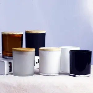 10Oz Exclusieve Maatwerk Hoge Kwaliteit Lege Luxe Glas Kaars Potten Voor Kaarsen Maken Kaars Container Met Deksel