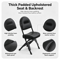 Chaise pliante rembourrée noire robuste avec cadre en acier renforcé, qualité commerciale, pour événements, bureaux, hôtels