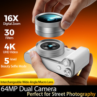 Kamera Kecantikan BENJIE 2026 64MP Video 4K AI Beauty Zoom 16X Layar IPS 3.0" 2000mAh Sensor IMX600 Selfie WIFI
