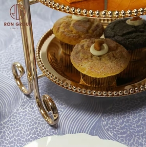 Sinh Nhật Trang Trí Bánh Đứng Chất Lượng Cao Đa Hai Lớp Cupcake Đứng Hiển Thị Bánh Cưới Đứng Vàng - Product Image 5