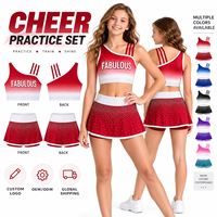 Tenue d'entraînement de cheerleading personnalisée avec strass pour filles et jeunes, ensemble deux pièces, haut court et jupe