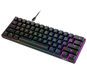 Teclado para juegos HSXJ V900 con cable de 61 teclas con teclas de doble disparo interruptor rojo, teclado de oficina para juegos con retroiluminación RGB - Product Image 1