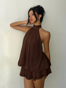 Vestido corto casual halter para mujer, vestido de verano a la moda, vestido mini sexy sin espalda, elegante para mujer - Product Image 2