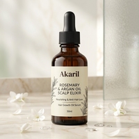 Akaril 50ml Formule Naturelle Elixir Nourrissant pour le Cuir Chevelu Huile de Romarin et d'Argan Soin Capillaire Traitement Anti-Chute Sérum Huile de Croissance Capillaire