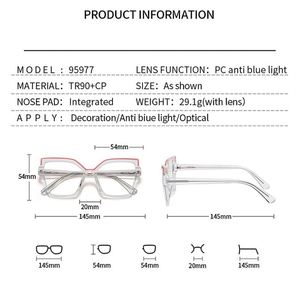 Gafas Ópticas con Marco Grande y Colores Pastel, Logotipo Personalizado, Bisagras de Resorte, Acetato, Anti Luz Azul, para Mujer - Product Image 4