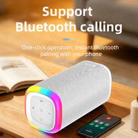 Kumaş Kaplı Taşınabilir Su Geçirmez RGB LED Işıklı Dış Mekan TWS Stereo Bas Kablosuz Hoparlör, 5.3 2000-3000mAh Pil ile