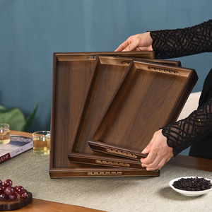 Grand plateau de service en bois pour thé, café, sushi, pain, usage domestique ou hôtelier, couleur unie FJ96580 - Product Image 2