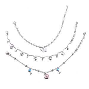 Trendz N61810 gros bracelet de cheville pied bijoux argent plaqué chaîne coeur <span class=keywords><strong>papillon</strong></span> charme bracelet de cheville pour les femmes - Product Image 4