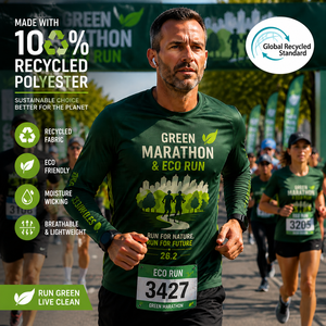 Camiseta de Running Ecológica Personalizada, Poliéster Reciclado, Sublimación, Maratón, Carrera, Evento, Secado Rápido, Club de Running, Manga Larga - Product Image 1