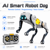 Akıllı Robot Köpek Oyuncak Beyaz Dört Ayaklı LED Gözlü Uzaktan Kumandalı Dans Eden Çocuklar İçin STEM Öğrenme Hediyesi Toptan