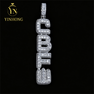 YINHONG Hip-Hop-Stil Individueller DIY-Herrenanhänger, Silber mit Moissanit-Besatz Personalisierter und Trendiger Maßgefertigter Anhänger - Product Image 2