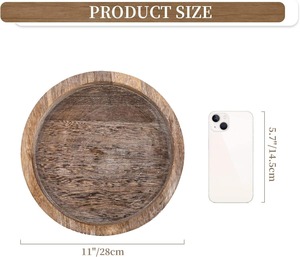 Plateau de service rond en bois le plus vendu avec finition lisse, élégant accessoire de service pour boissons et collations en promotion - Product Image 6