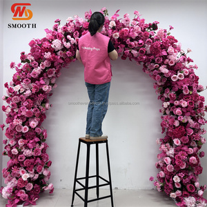 Nouveauté : Fleurs artificielles rose vif pour arche de mariage – Arche florale 3D pour mariage à vendre - Product Image 2