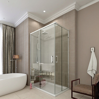 Portes de douche coulissantes doubles en verre trempé transparent imperméable de luxe Cabine de douche mobile
