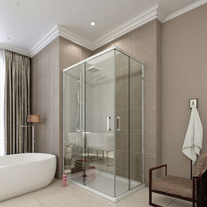 Portes de douche coulissantes doubles en verre trempé transparent imperméable de luxe Cabine de douche mobile - Product Image 1