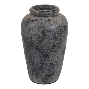 Vaso moderno in terracotta con texture spazzolata e forme arrotondate per l'arredamento del soggiorno, della camera da letto e come complemento d'arredo. - Product Image 4