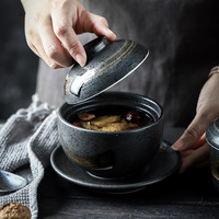 Petit cuiseur à vapeur en céramique, Pot de ragoût de cuisine Style rétro simple et pas cher pour soupe, soupière en céramique