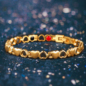 Pulsera de Energía de Acero Inoxidable con Logotipo Chapado en Oro de 24K, Forma de Corazón, 17.8g/pcs19.3g/pcs, Funciones de Adelgazamiento y Cuidado de la Salud, Unisex - Product Image 5