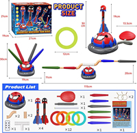 Jeu de lancer d'anneaux, jouets musicaux à sauter, jouets de sport d'extérieur et d'intérieur, lanceur de fusées 3-en-1 pour enfants