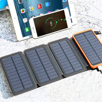 Chargeur solaire étanche 20000mAh Banque d'alimentation portable avec 4 panneaux solaires