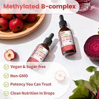 Gouttes liquides de complexe B méthylé OEM, B12 méthylcobalamine, folate, vitamines du complexe B avec B3, B6, racine de betterave, aubépine