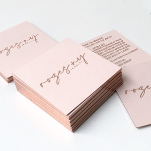 <span class=keywords><strong>Carte</strong></span> de visite personnalisée en or rose avec bordure dorée, petite <span class=keywords><strong>carte</strong></span> de visite carrée pour remercier de votre soutien à ma petite entreprise - Product Image 3
