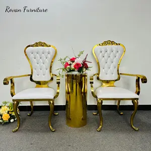 Luxury Golden Stainless Steel Chair Royal Bridal Chair For Wedding Event Or Banquet Party Use