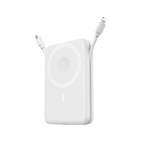 Banco de Energía Magnético Portátil de 10000 mAh con Pantalla Digital, PD20W, SCP22.5W, Cable USBC Integrado, para Teléfono y Reloj