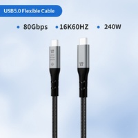 Câble de données USB 5.0 Type-C mâle-mâle 240W 16K60Hz 80 Gbit/s compatible Thunderbolt 4, charge rapide pour ordinateur et iOS