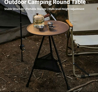 Table de camping pliante portable avec cadre en bambou, petite table réglable en hauteur pour l'extérieur, la cuisine, les pique-niques, les voyages et la maison