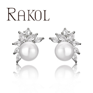 RAKOL EP178 Affascinanti <span class=keywords><strong>Orecchini</strong></span> <span class=keywords><strong>da</strong></span> <span class=keywords><strong>Sposa</strong></span> con Perle Incastonate, Cristalli e Zirconi CZ, Gioielli di Moda - Product Image 5
