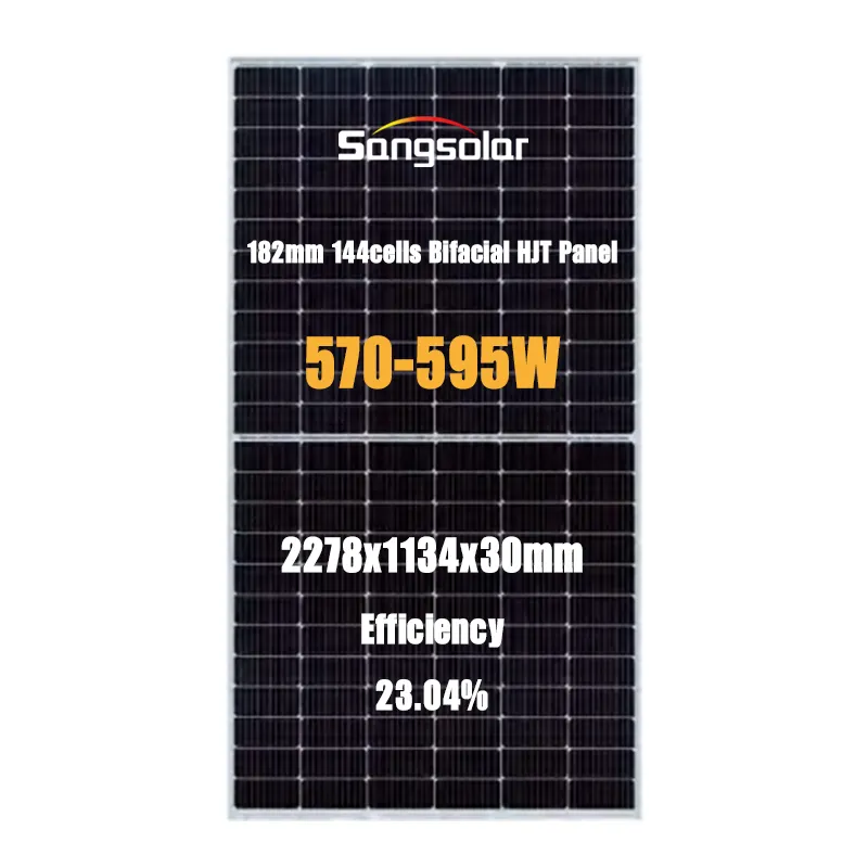 SANGSolar HJT 570w 575w 580w 585w 590w 595w hjt painel solar bifacial meio célula de alta eficiência módulos solares tipo N