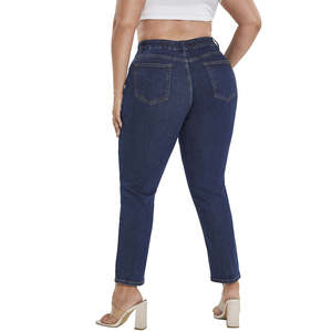 Pantalones Vaqueros de Mezclilla Ajustados y Elásticos de Color Azul Oscuro para Mujer, Talla Grande, Envío Gratuito en EE. UU., Jeans Casuales para Damas - Product Image 3