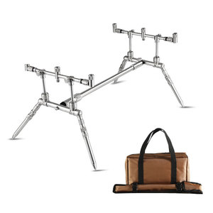 Soporte para Cañas de Pescar de Acero Inoxidable 304, <span class=keywords><strong>4</strong></span> Patas, 120 cm °   Soporte para Cañas de Pescar de Carpa con Altura Ajustable de 17 a 22 cm, Barra Transversal de 24 a 40 cm, Peso de 2350 g, con Bolsa - Product Image 1