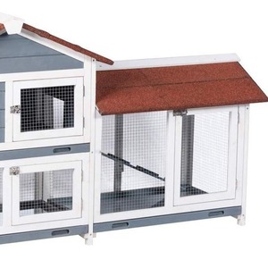 Konijnenhok van 62 inch, houten hok voor cavia's, afsluitbare deuren, uitneembare lade, dak van asfalt, meerlaags ontwerp, voor buitengebruik - Product Image 4