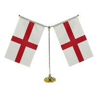 Drapeau de bureau carré de l'équipe nationale d'Angleterre en polyester et acrylique, imperméable, séchage rapide, durable, réglable, pour supporters de football
