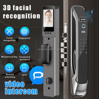 Serrure de porte intelligente entièrement automatique pour porte en acier avec clé, caméra WiFi en alliage d'aluminium, reconnaissance faciale 3D, écran LCD 3,5 pouces