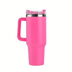 Gobelet de voyage personnalisé de 40 oz, en acier inoxydable à double paroi, isolé, avec revêtement thermolaqué, tasse à café de 40 oz pour voiture avec poignée et couvercle à paille - Product Image 1