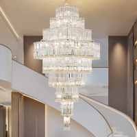 Lustre suspendu en cristal K9 doré de luxe, grand modèle, pour villa, escalier, salle de banquet, hall d'hôtel, couloir de mariage