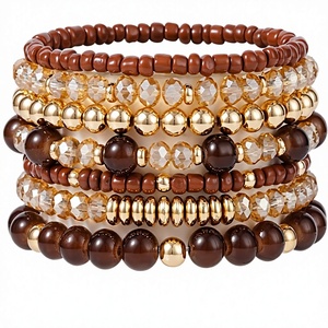 Braccialetti Boho alla Moda, Set Unisex per Feste, Gioielli Intrecciati a Mano in Legno, Abbinabili a Tutto per Appuntamenti - Product Image 1