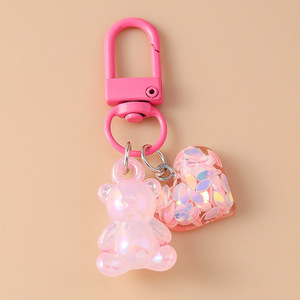 Cute Lover Heart Resin Bear Keychain Mini <b>Teddy</b> Bear Car Key Chain Bag Charm Handbag Pendant for <b>Women</b> Girls Jewelry Gift - Product Image 2