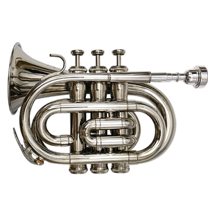 Corneta de plata niquelada Bb-clef de mano Cuerno de bolsillo Mini tres teclas Modelo de Venta caliente <span class=keywords><strong>Instrumento</strong></span> de viento de latón - Product Image 1