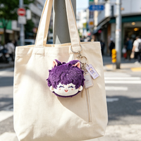 Porte-clés en peluche personnalisé Manjuu, personnage d'anime, mignon, rond, anti-stress, avec breloque tête et oreilles de chat, OEM, 10 cm, en coton rembourré