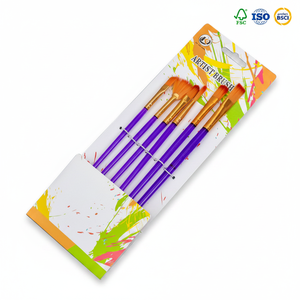 Ensemble de 6 pinceaux pour peinture à l'huile et à l'<span class=keywords><strong>aquarelle</strong></span>, manche en plastique, <span class=keywords><strong>kit</strong></span> d'outils de peinture en stock, vente en gros - Product Image 1