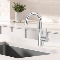 Robinet de cuisine de haute qualité à levier unique en acier inoxydable 304 avec finition chromée, monté sur le plan de travail, avec noyau de valve en céramique