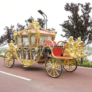 Carrosse de Mariage Électrique de Luxe Doré à la Française avec Sculpture de Cheval, Idéal pour les Visites Touristiques - Product Image 6