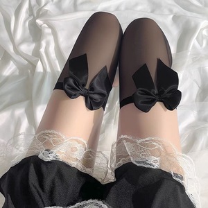 White Silk Bow Over The <b>Knee</b> Stockings With Lace Edge Women's Transparent <b>High</b> Top <b>Socks</b> For Youth - Product Image 2